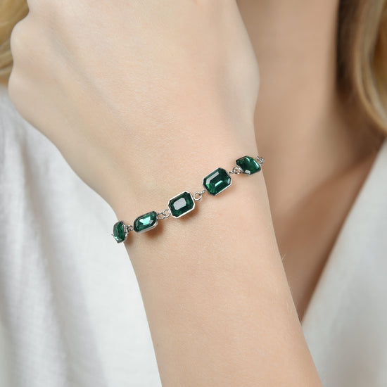 WOMAN'S BRACELET IN STEEL WITH GREEN CRYSTALS Luca Barra