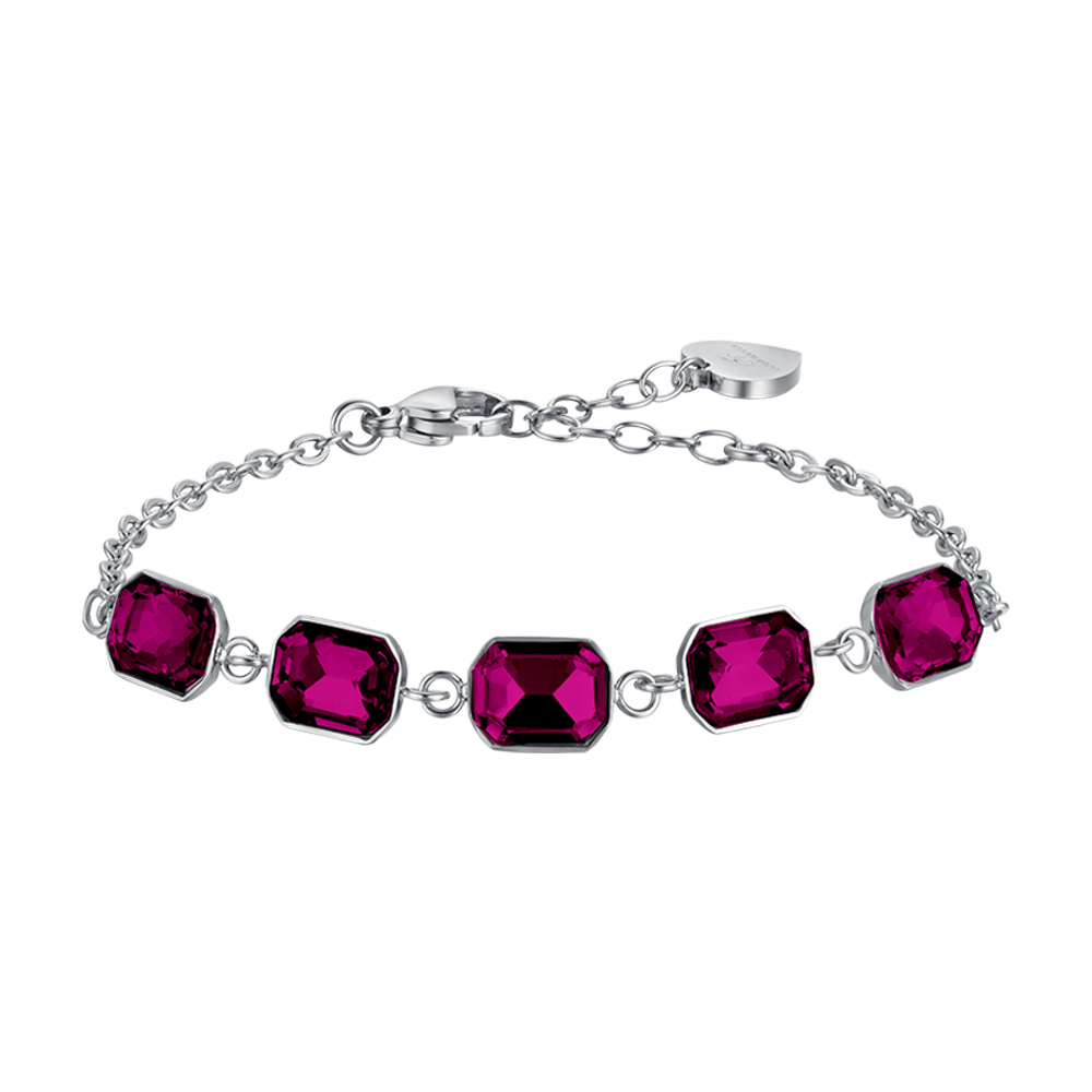 WOMEN'S STEEL BRACELET WITH FUCHSIA CRYSTALS