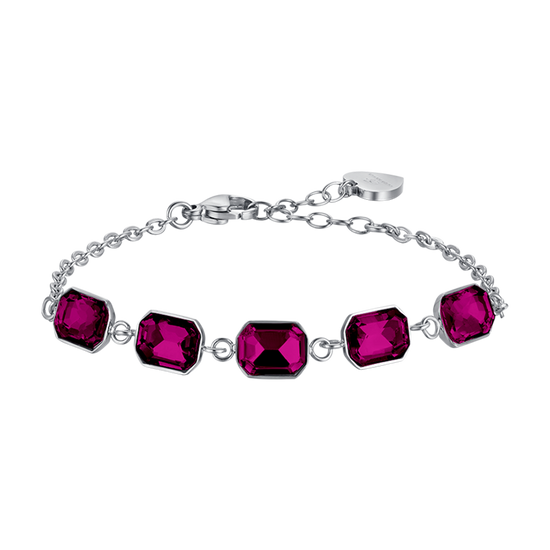 WOMEN'S STEEL BRACELET WITH FUCHSIA CRYSTALS