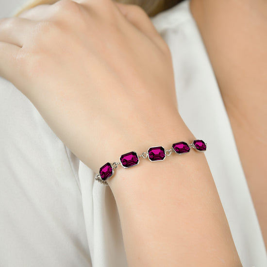 WOMAN'S BRACELET IN STEEL WITH FUCHSIA CRYSTALS Luca Barra