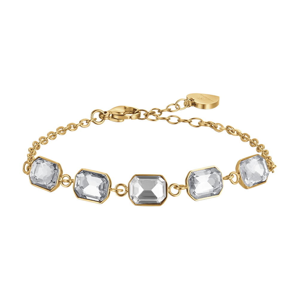 IP GOLD STEEL WOMEN'S BRACELET WITH WHITE CRYSTALS