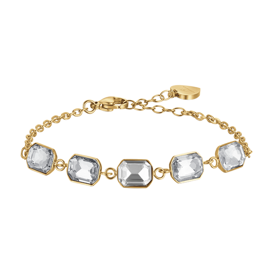 WOMAN'S BRACELET IN IP GOLD STEEL WITH WHITE CRYSTALS Luca Barra