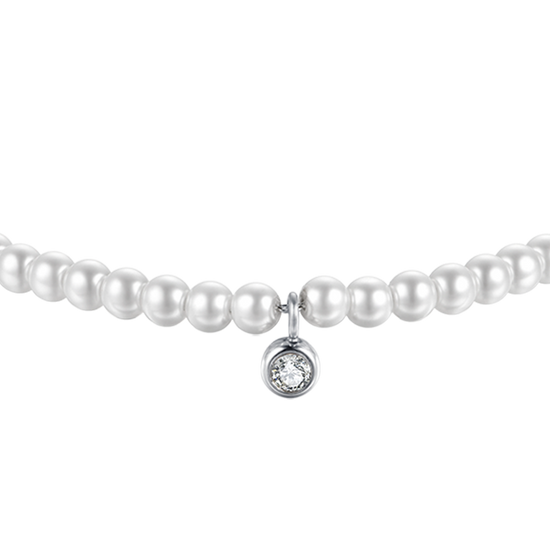 WOMEN'S STEEL BRACELET WITH PEARLS WITH WHITE CRYSTAL