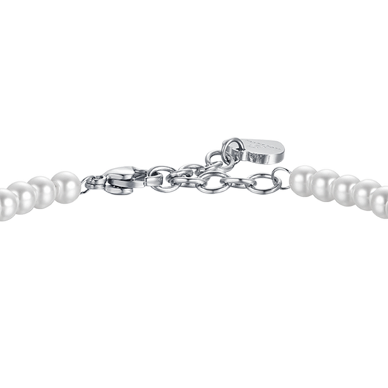 WOMEN'S STEEL BRACELET WITH PEARLS WITH WHITE CRYSTAL