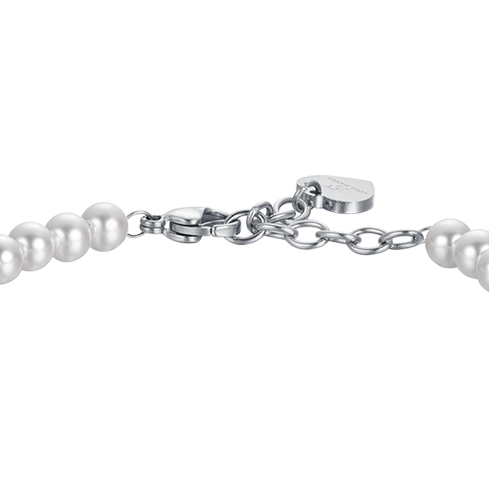 WOMAN'S BRACELET IN STEEL WITH PEARLS AND STEEL ELEMENTS Luca Barra