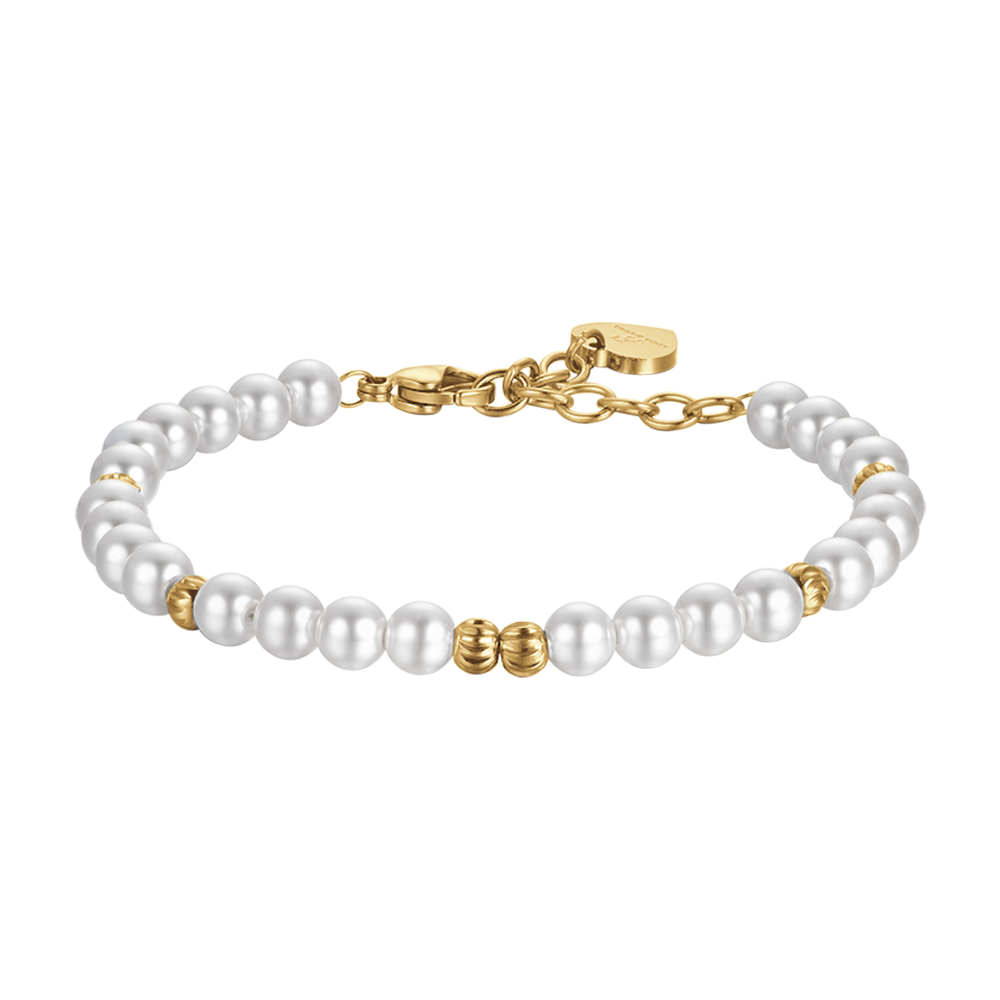 WOMAN'S IP GOLD BRACELET WITH PEARLS AND STEEL ELEMENTS Luca Barra