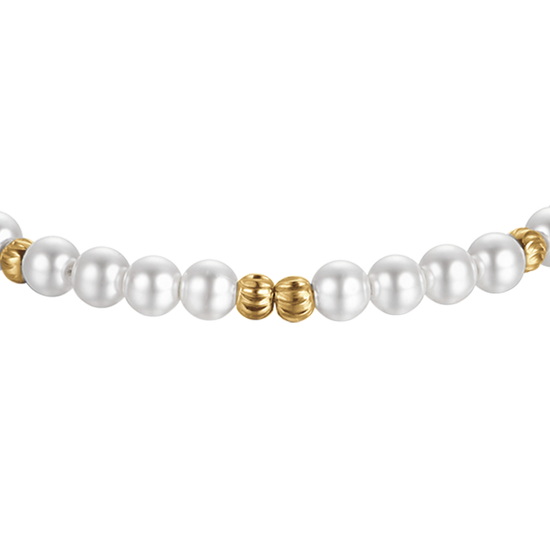 WOMEN'S IP GOLD STEEL BRACELET WITH PEARLS AND STEEL ELEMENTS