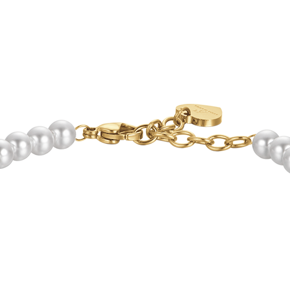 WOMAN'S IP GOLD BRACELET WITH PEARLS AND STEEL ELEMENTS Luca Barra