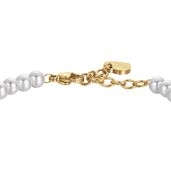 WOMEN'S IP GOLD STEEL BRACELET WITH PEARLS AND STEEL ELEMENTS