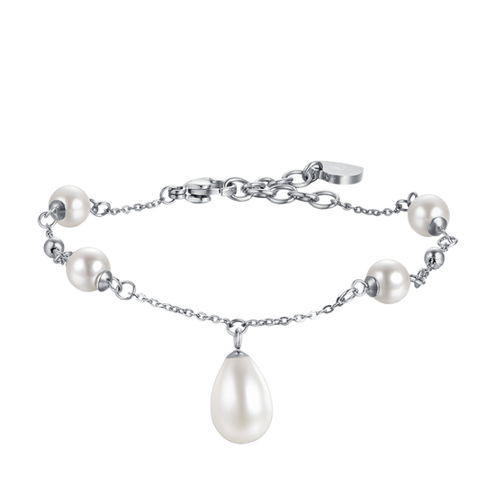 WOMAN'S BRACELET IN STEEL WITH PEARLS Luca Barra