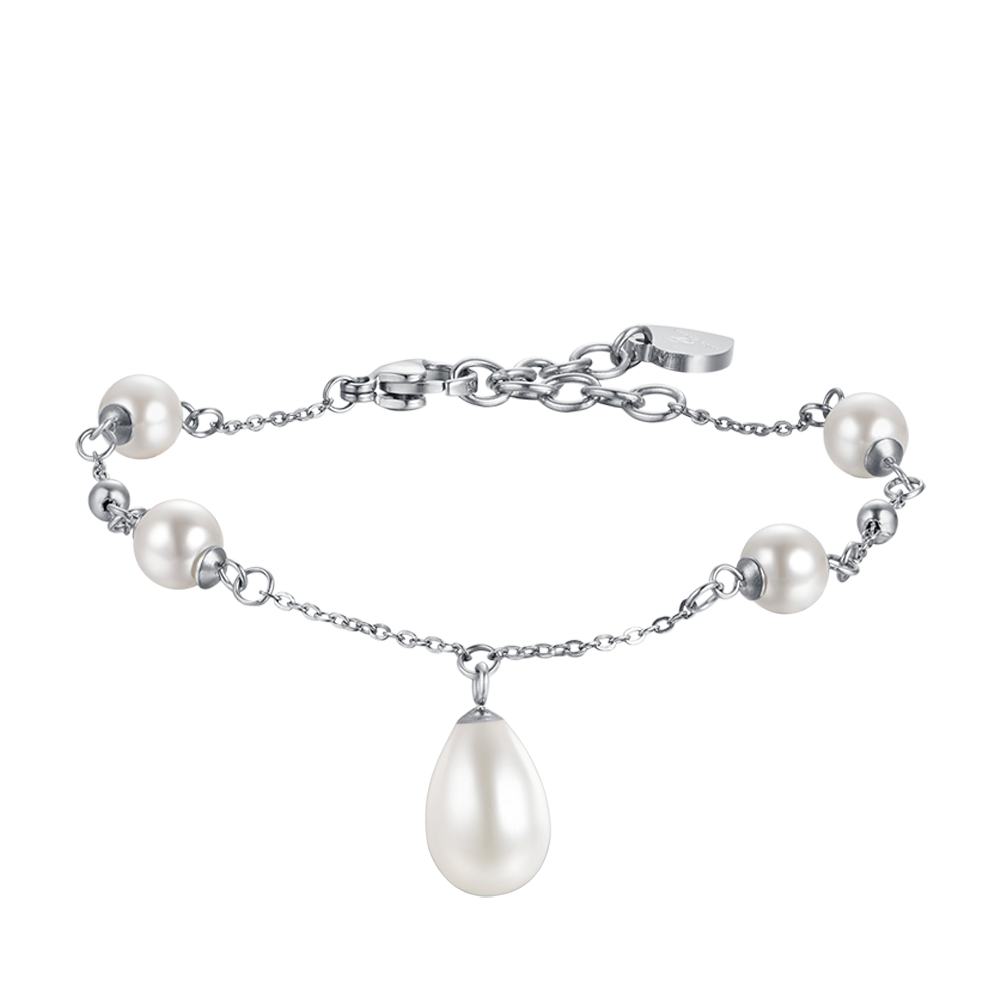 WOMEN'S STEEL BRACELET WITH PEARLS