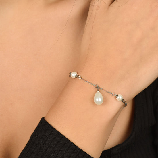 WOMAN'S BRACELET IN STEEL WITH PEARLS Luca Barra