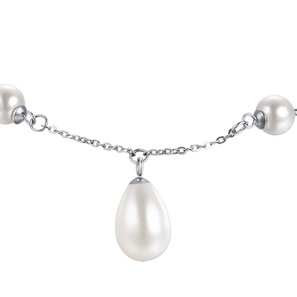 WOMAN'S BRACELET IN STEEL WITH PEARLS Luca Barra