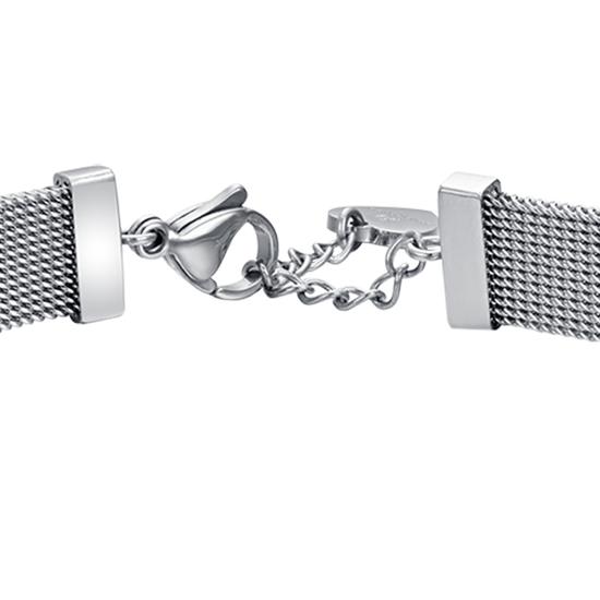 WOMAN'S MILAN KNITTED STEEL BRACELET WITH HEART WITH WHITE CRYSTALS Luca Barra