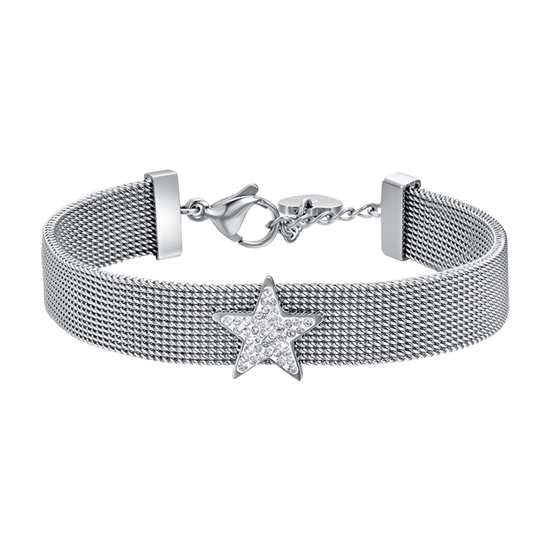 WOMAN'S BRACELET IN STEEL MILAN MESH WITH STELLA WITH WHITE CRYSTALS Luca Barra