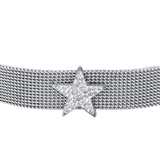 WOMAN'S BRACELET IN STEEL MILAN MESH WITH STELLA WITH WHITE CRYSTALS Luca Barra