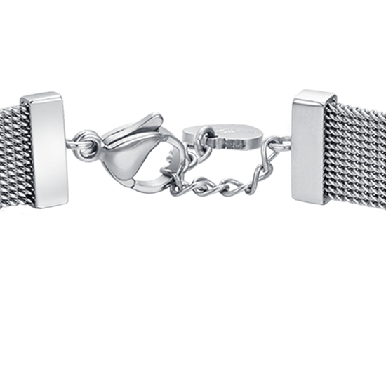 WOMAN'S MILAN KNITTED STEEL BRACELET WITH ELEMENT WITH WHITE CRYSTALS Luca Barra