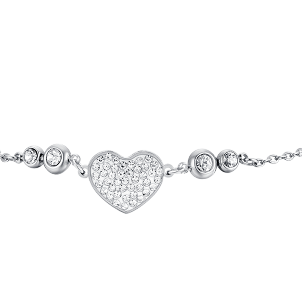 WOMAN'S BRACELET IN STEEL WITH HEART WITH WHITE CRYSTALS Luca Barra