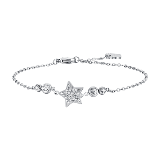 WOMEN'S STEEL STAR BRACELET WITH WHITE CRYSTALS