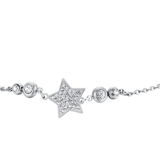 WOMEN'S STEEL STAR BRACELET WITH WHITE CRYSTALS