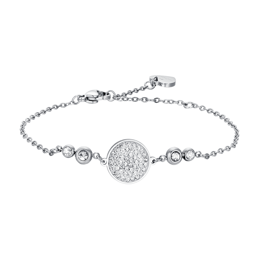 WOMEN'S STEEL BRACELET WITH WHITE CRYSTAL ELEMENT