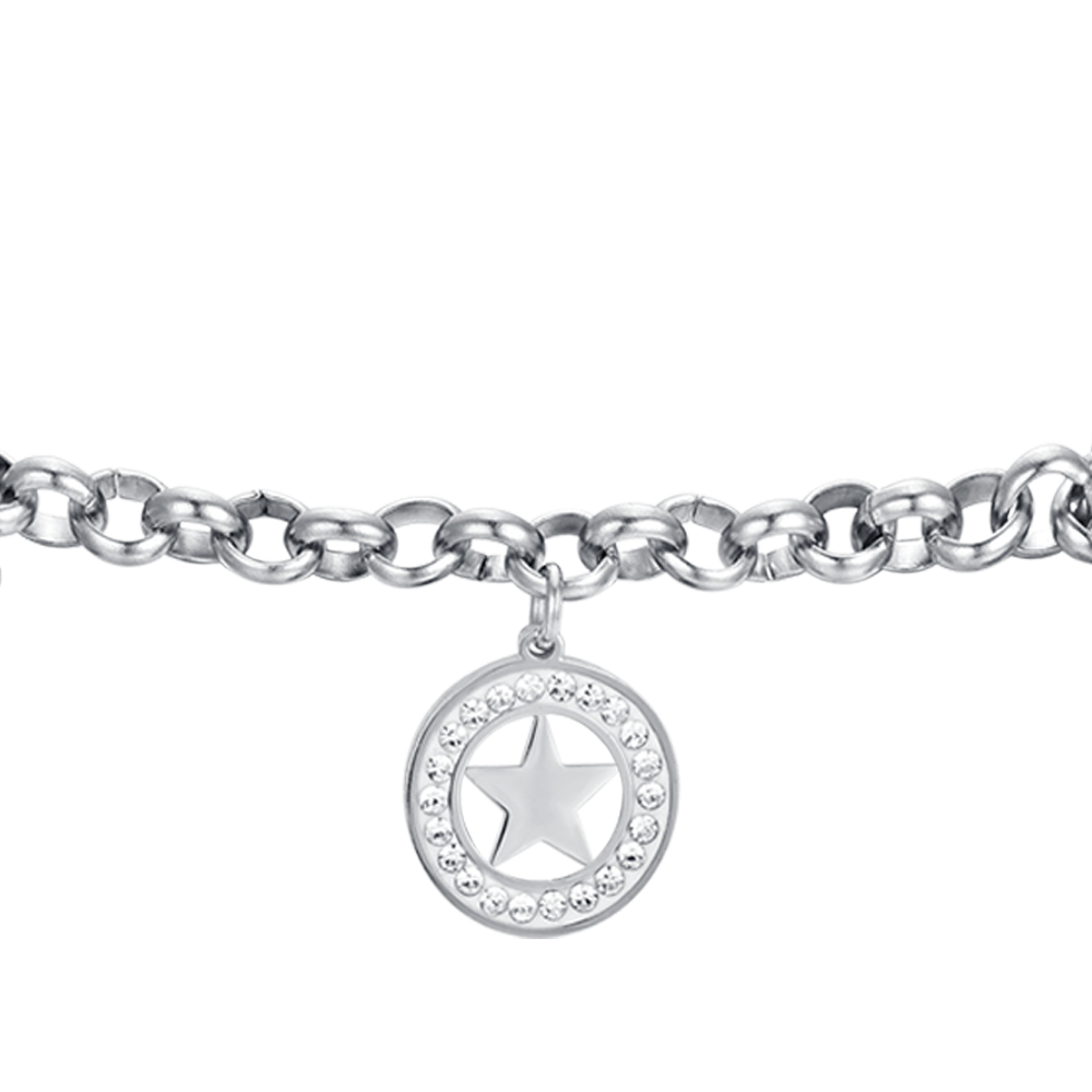 IP GOLD STEEL WOMEN'S BRACELET WITH STARS AND WHITE CRYSTALS