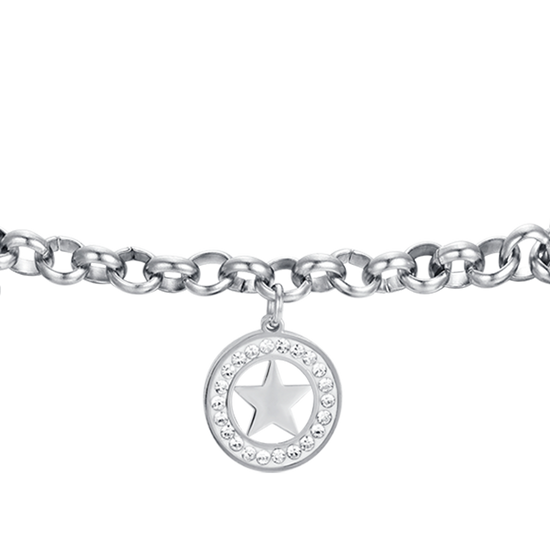 IP GOLD STEEL WOMEN'S BRACELET WITH STARS AND WHITE CRYSTALS