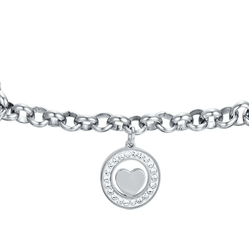 IP GOLD STEEL WOMEN'S BRACELET WITH HEARTS AND WHITE CRYSTALS