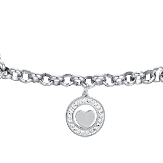 IP GOLD STEEL WOMEN'S BRACELET WITH HEARTS AND WHITE CRYSTALS