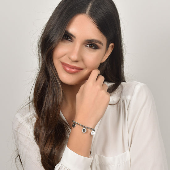 WOMAN'S BRACELET IN STEEL WITH TREE OF LIFE AND WHITE CRYSTALS Luca Barra