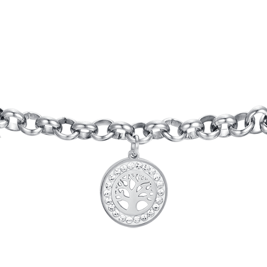 WOMAN'S BRACELET IN STEEL WITH TREE OF LIFE AND WHITE CRYSTALS Luca Barra