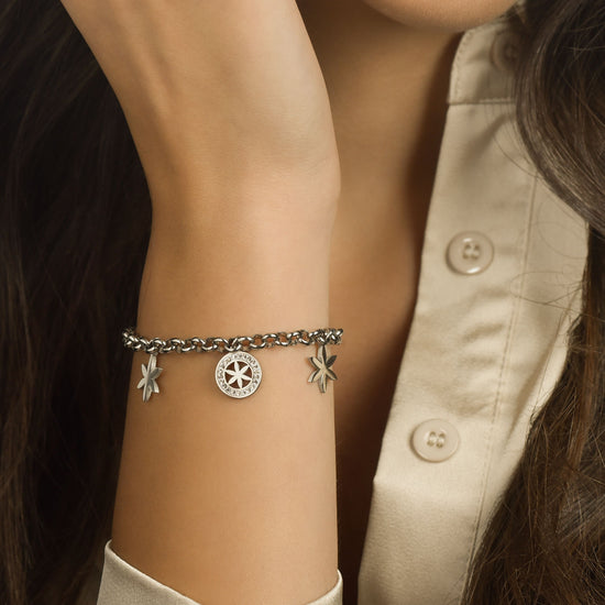 WOMAN'S BRACELET IN STEEL WITH LIFE FLOWER AND WHITE CRYSTALS Luca Barra