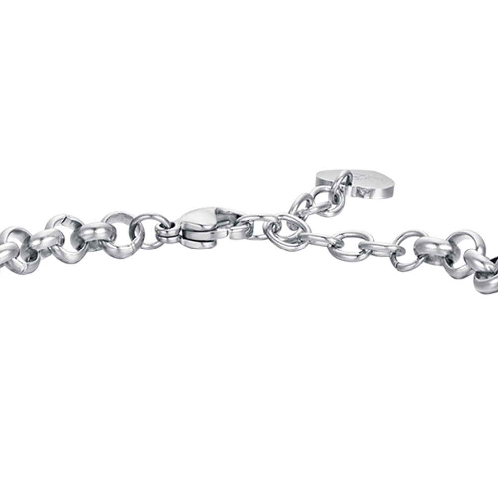 WOMAN'S BRACELET IN STEEL WITH LIFE FLOWER AND WHITE CRYSTALS Luca Barra