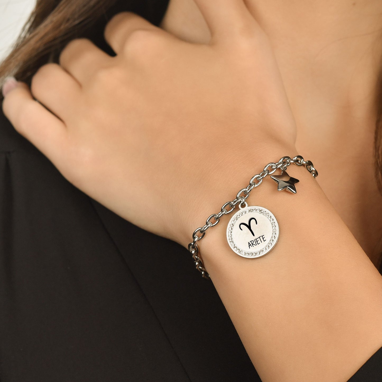 WOMAN'S BRACELET IN STEEL ZODIAC SIGN ARIES PLATE Luca Barra