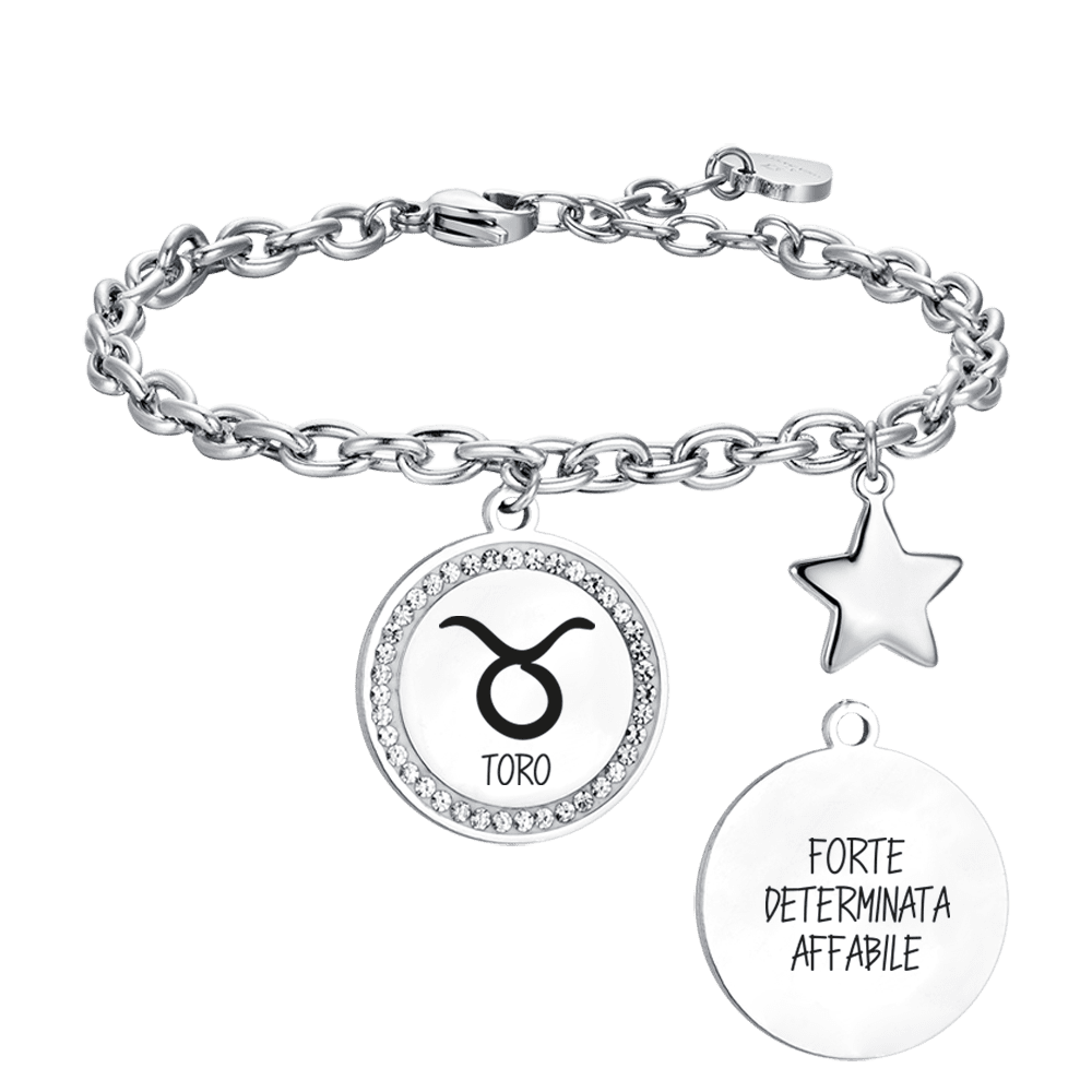 BULL ZODIAC SIGN STEEL PLATE WOMEN'S BRACELET