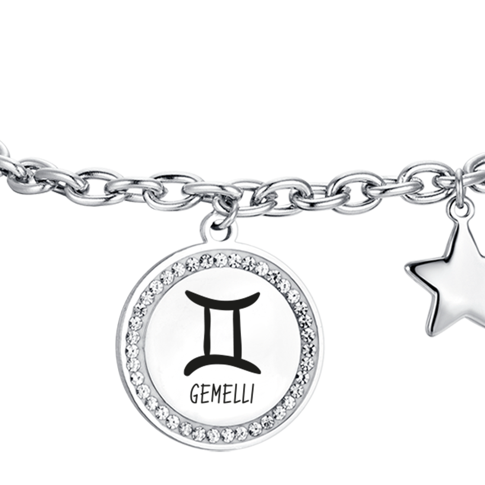 STEEL WOMEN'S BRACELET ZODIAC SIGN GEMINI PLATE