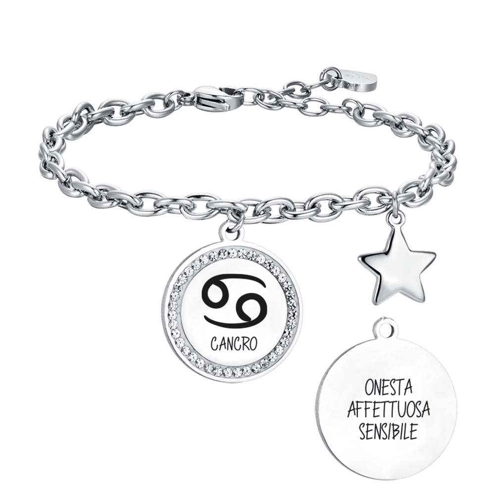 WOMAN'S BRACELET IN STEEL ZODIAC SIGN CANCER PLATE Luca Barra