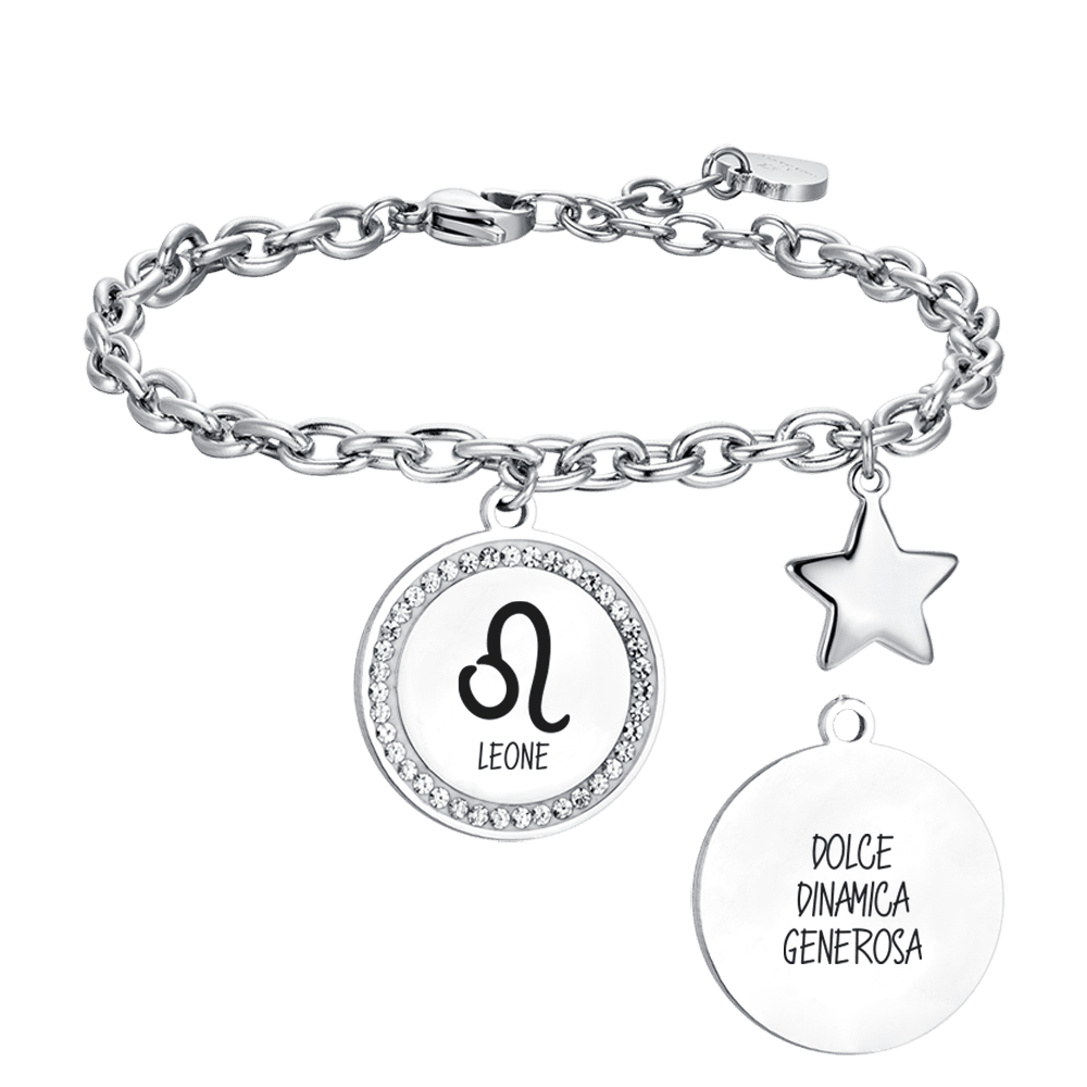 WOMAN'S BRACELET IN STEEL ZODIAC SIGN LEO PLATE Luca Barra