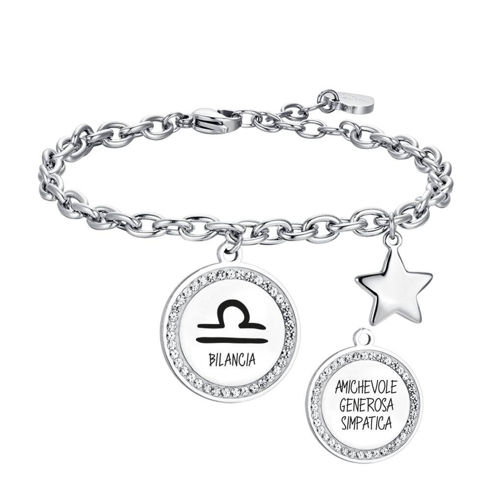 STEEL WOMEN'S BRACELET ZODIAC SIGN SCALES PLATE