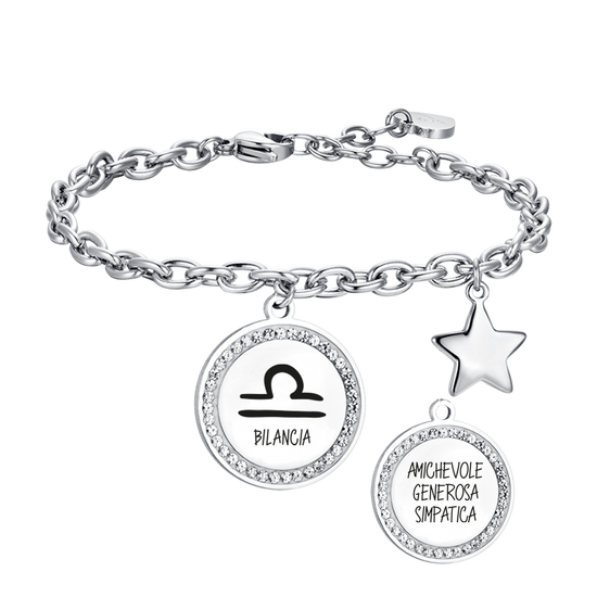 WOMAN'S BRACELET IN STAINLESS STEEL ZODIAC SIGN BILANCY PLATE Luca Barra