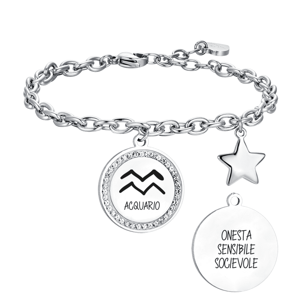 STEEL WOMEN'S BRACELET ZODIAC SIGN AQUARIUS PLATE