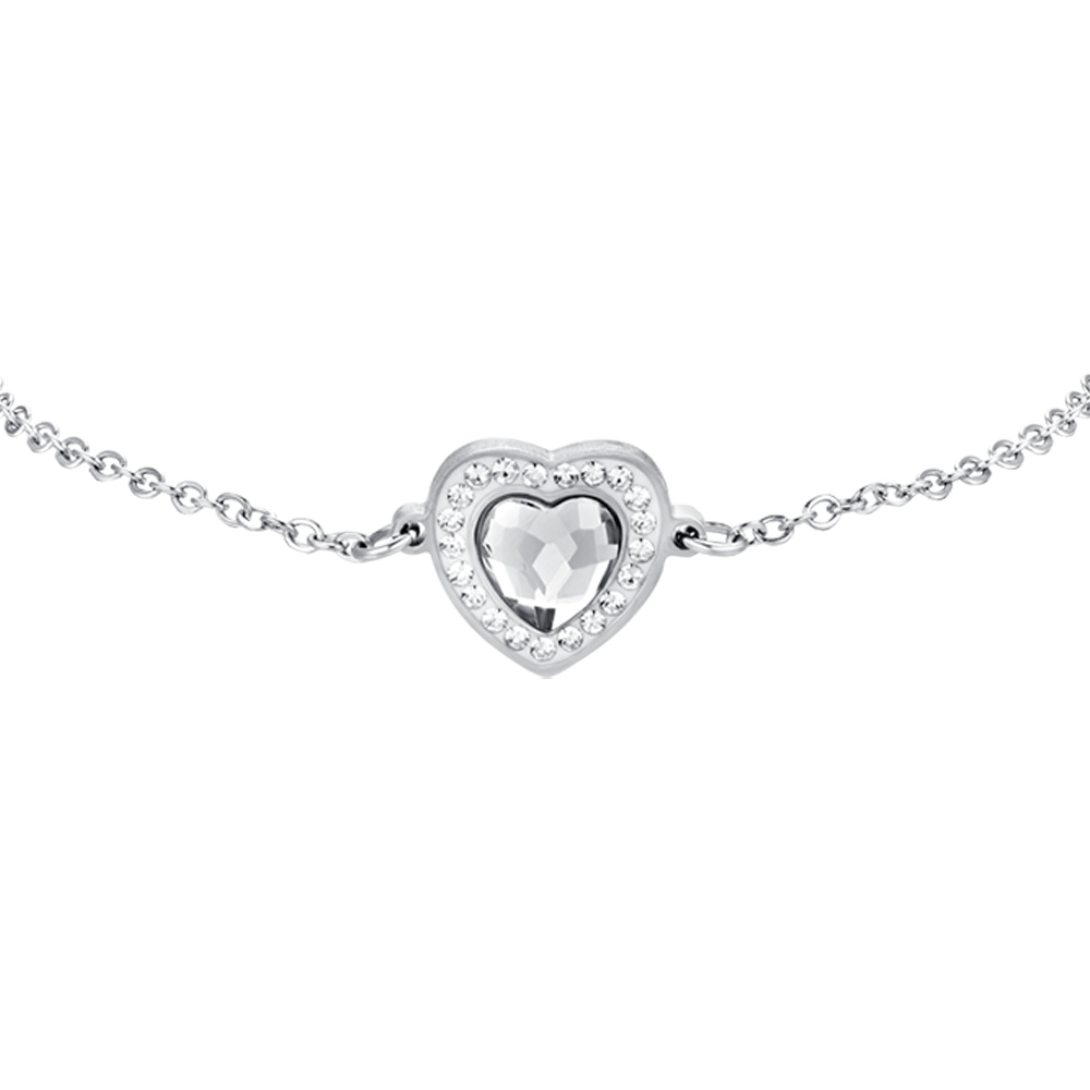 WHITE CRYSTAL HEART STEEL WOMEN'S BRACELET