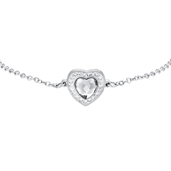 WHITE CRYSTAL HEART STEEL WOMEN'S BRACELET