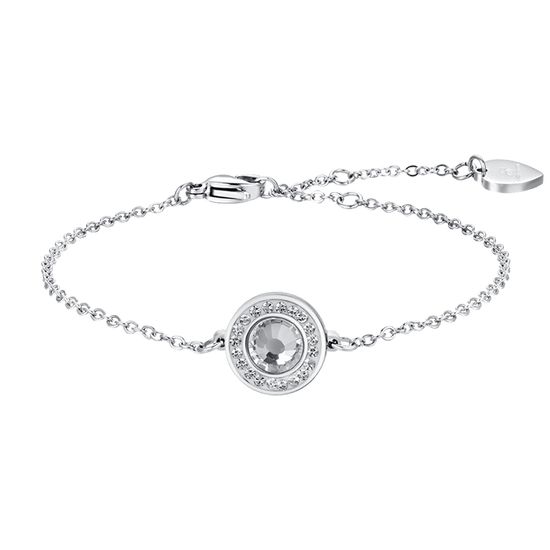 WOMAN'S BRACELET IN STEEL WHITE CRYSTAL ELEMENTS AND WHITE CRYSTALS Luca Barra