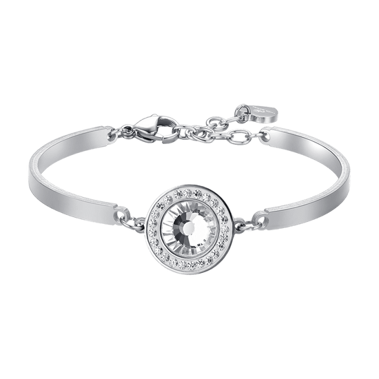 WOMAN'S BRACELET IN STEEL WHITE CRYSTAL ELEMENTS AND WHITE CRYSTALS Luca Barra