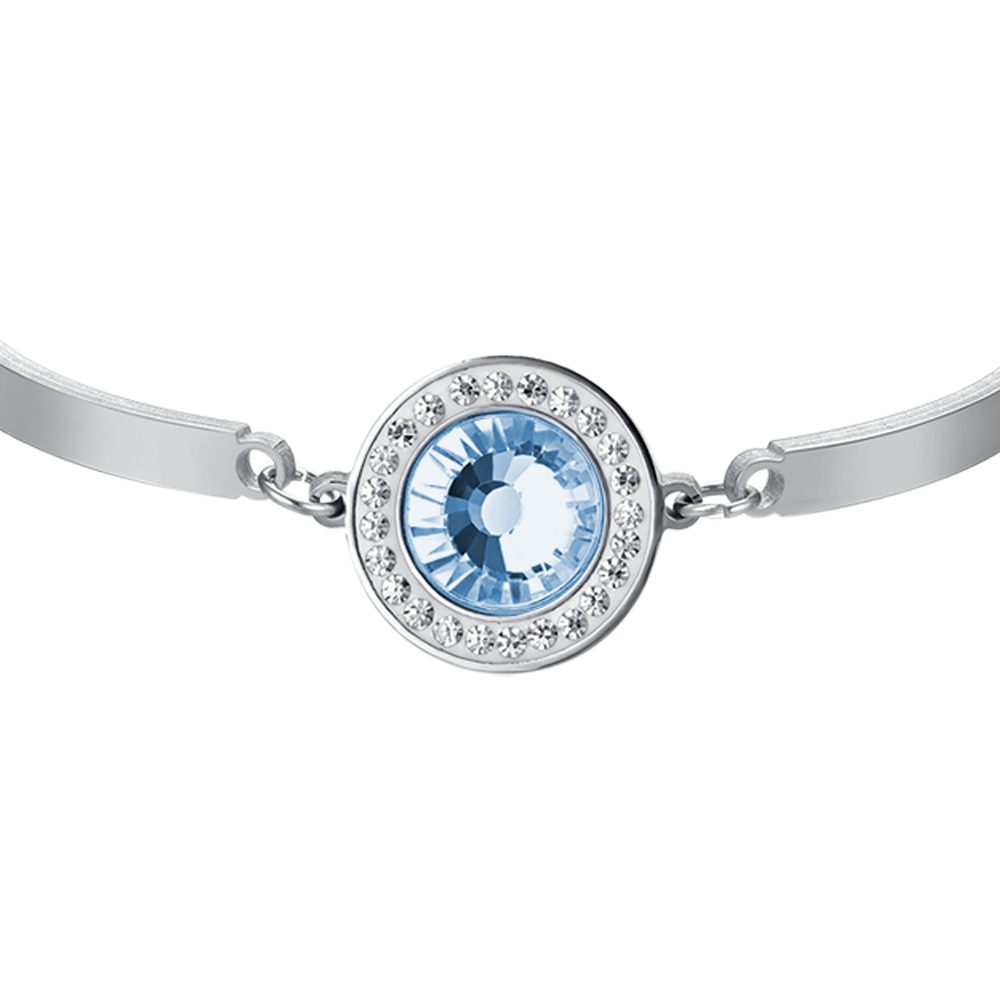 WOMEN'S STEEL BRACELET AQUAMARINE CRYSTAL ELEMENT AND WHITE CRYSTALS