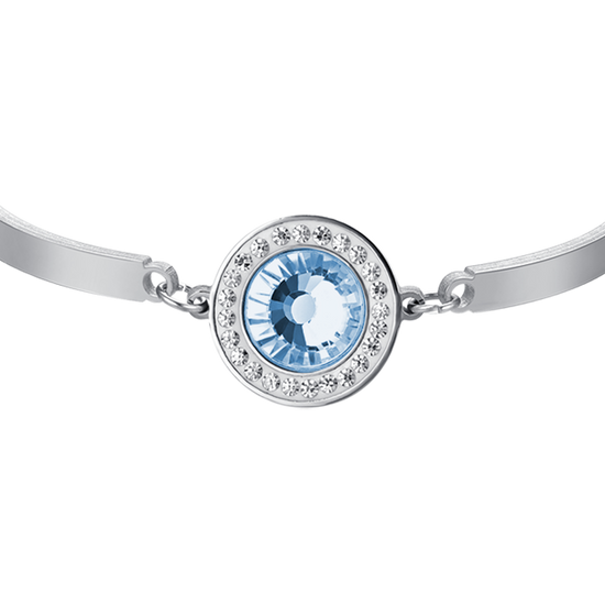 WOMEN'S STEEL BRACELET AQUAMARINE CRYSTAL ELEMENT AND WHITE CRYSTALS