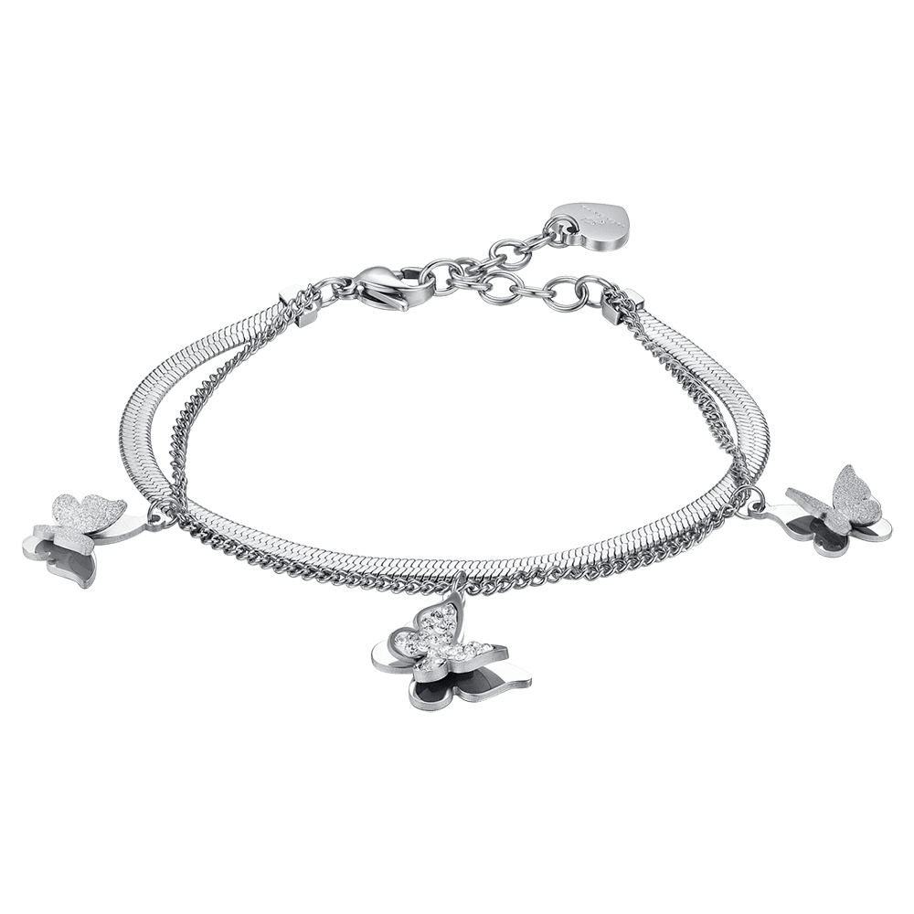 WOMAN'S BRACELET IN STEEL FARFALLE WITH WHITE CRYSTALS Luca Barra