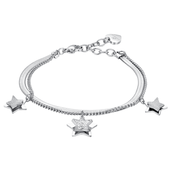 WOMEN'S STEEL STAR BRACELET WITH WHITE CRYSTALS