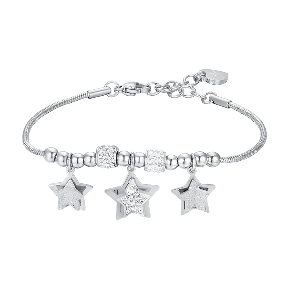 WOMAN'S STARS IN STEEL BRACELET WITH WHITE CRYSTALS Luca Barra